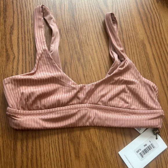 Vitamin A Swimwear Sienna Tank in Pink Sands Shimmer Rib Size Small NWT - Picture 3 of 5